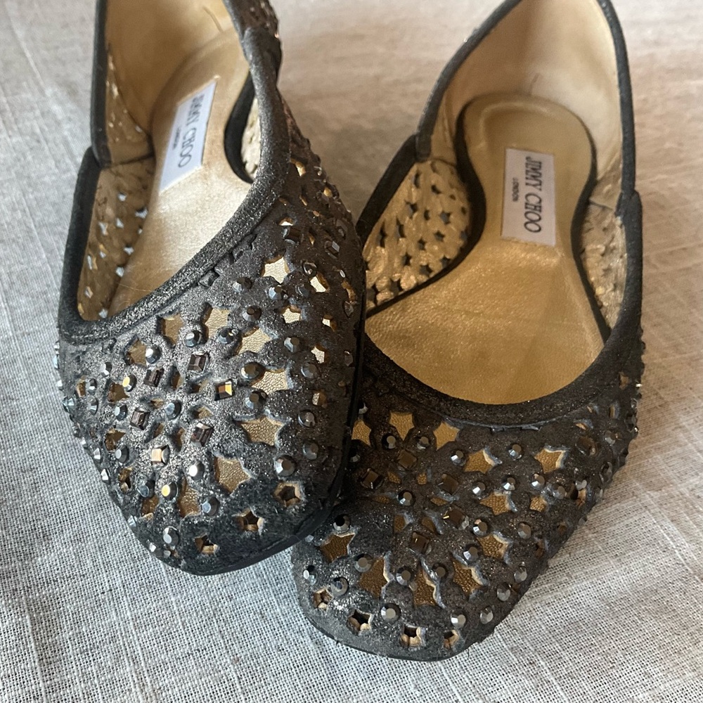 Jimmy Choo Metallic Laser-Cut Star Flats